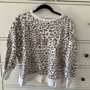 Size small. Brand: Carlson _ cream leopard print sweatshirt.